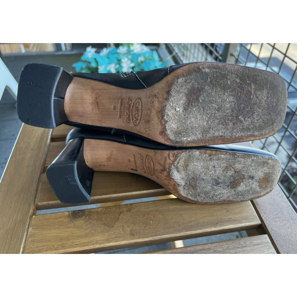 Vtg Joan & David Circa Black leather square toe classic Ankle Booties Boots 9M - Picture 6 of 12